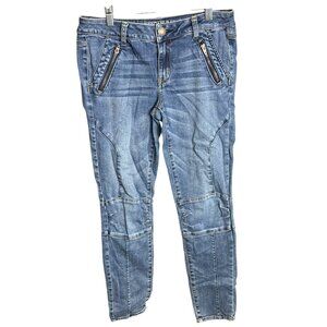 American Eagle Legging Ankle Super Stretch Jeans Moto Zipper Size 8